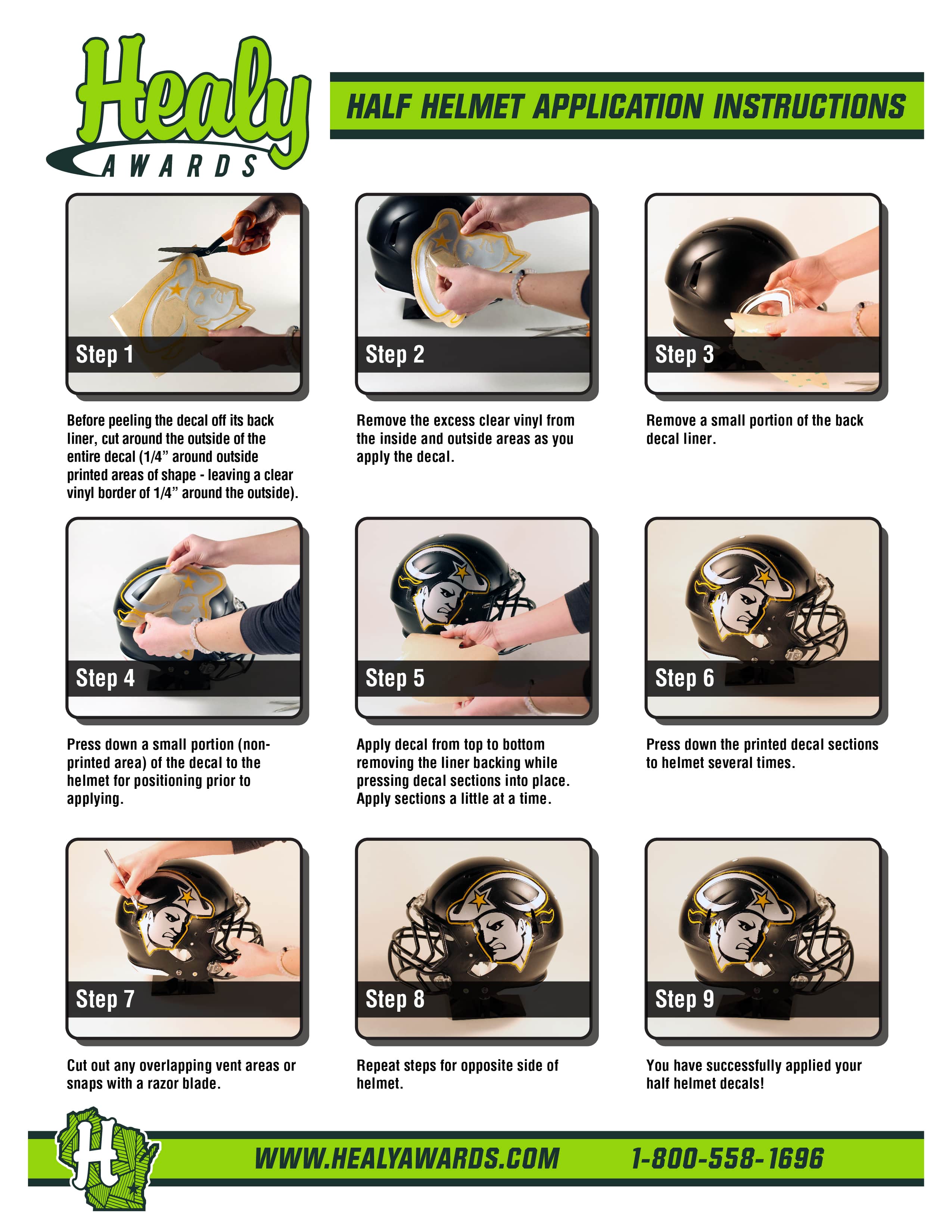How to Apply Half Helmet Football Helmet Decals